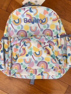 Crate & Barrel Personalized Kids Rainbow Pattern Backpack - Bailey